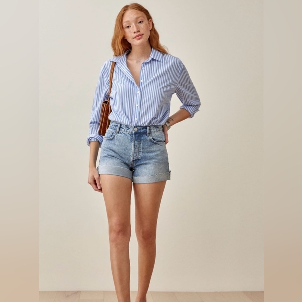 Reformation Charlie Cuffed High Rise Jean Shorts